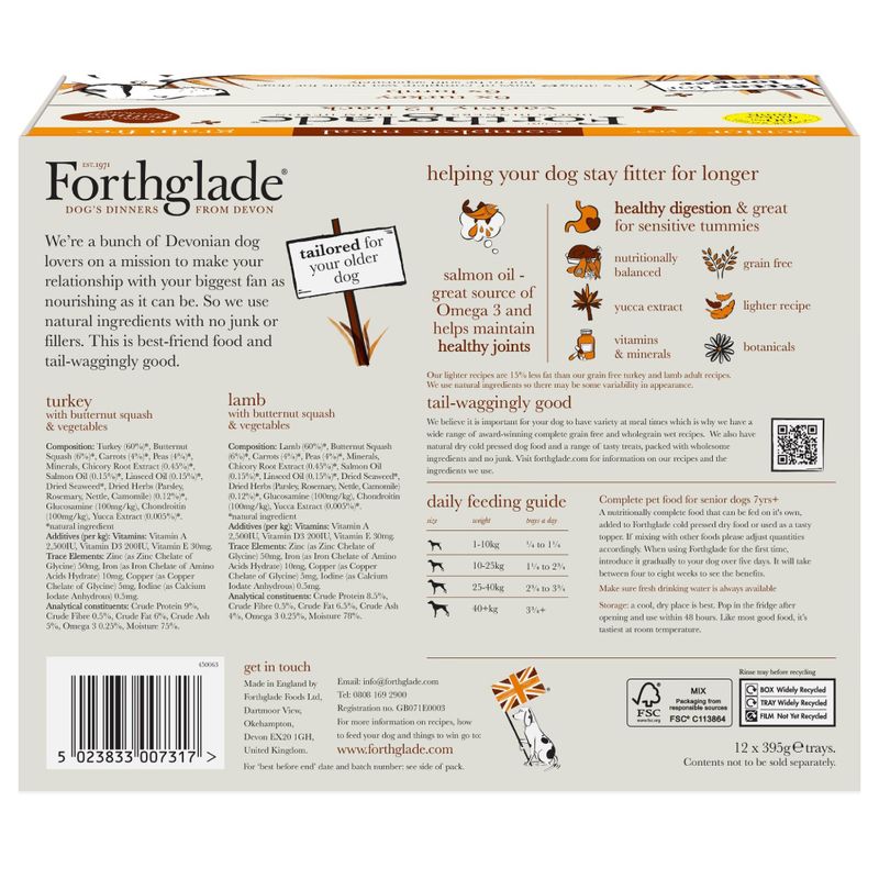 Forthglade Complete Meal Grain Free Senior Dog - Turkey & Lamb || Forthglade || view 3