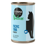 COSMA Pure Love Nature Pacific Tuna in Broth, 100% natural ingredients, tin with cat silhouette and fish icon on light blue label