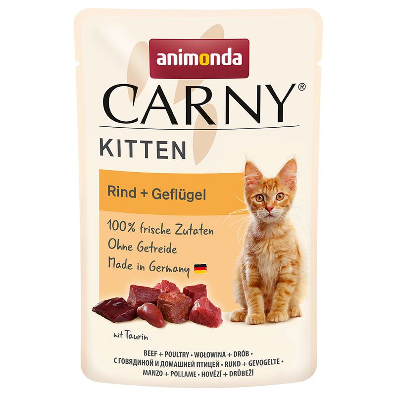 Animonda Carny Kitten beef + poultry, 100% fresh ingredients, grain-free, Made in Germany, with taurine.