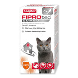 FIPROtec Combo spot-on solution for cats, kills fleas, ticks and biting lice, prevents flea multiplication, 6 pipettes included.