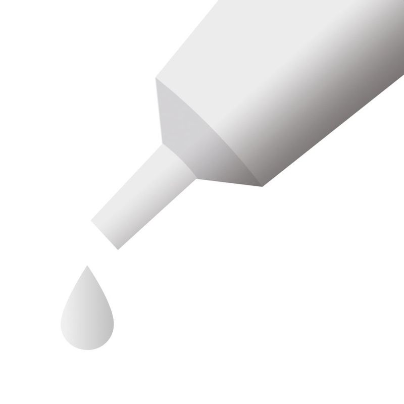 Illustration of a tube dispensing a single drop, indicating liquid application or dosage.