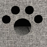 Grey fabric design with cut-out paw pattern, suitable for pet furniture or accessories.