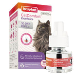 CatComfort Excellence 30 day refill, effective up to 70m², for stressful situations and unwanted behaviour, promotes harmonious living. Includes 48ml refill bottle and usage instructions.