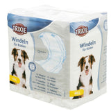 Trixie nappies for male dogs, size M-L, circumference 46-60 cm. Packaging shows product image and multilingual description.