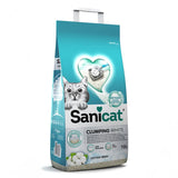 Sanicat Clumping White cat litter, 10L, with Oxygen Odour Control, Cotton Fresh scent, low dust and minimal tracking.