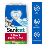Sanicat 7 Days Freshness with aloe vera, oxygen odour control, no dust, extra absorbent, no maintenance. 4 litres.