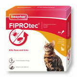 FIPROtec 50mg spot-on solution kills fleas and ticks, for cats over 1kg, from 8 weeks of age. Pack contains 4 pipettes. Easy to use spot-on application.