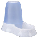 Automatic water dispenser with transparent blue container and white base, suitable for continuous water supply.