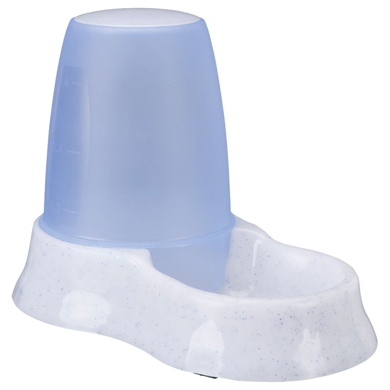 Automatic water dispenser with transparent blue container and white base, suitable for continuous water supply.
