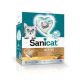 Sanicat Active Gold cat litter, 6L, with argan oil, maximum hygiene, natural sand colour, ultra clumping, odour binding, dust free.