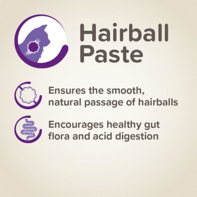 Hairball Paste. Ensures the smooth, natural passage of hairballs. Encourages healthy gut flora and acid digestion.