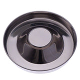 Round stainless steel bowl with raised centre, suitable for food or water.