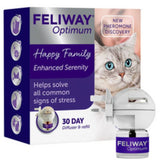 Feliway Optimum diffuser and refill, 30 day supply. Claims to help solve all common signs of stress with new pheromone discovery for enhanced serenity and happy family.