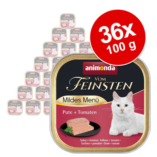 Animonda Vom Feinsten Mildes Menü turkey + tomatoes, 36 x 100 g wet food for cats.
