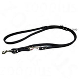 Adjustable black lead with metal clips and multiple attachment points, shown laid out to display length options and fastening features.