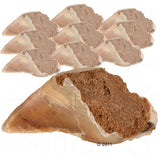 Filled cow hooves with brown filling, several pieces visible. Snack for pets.