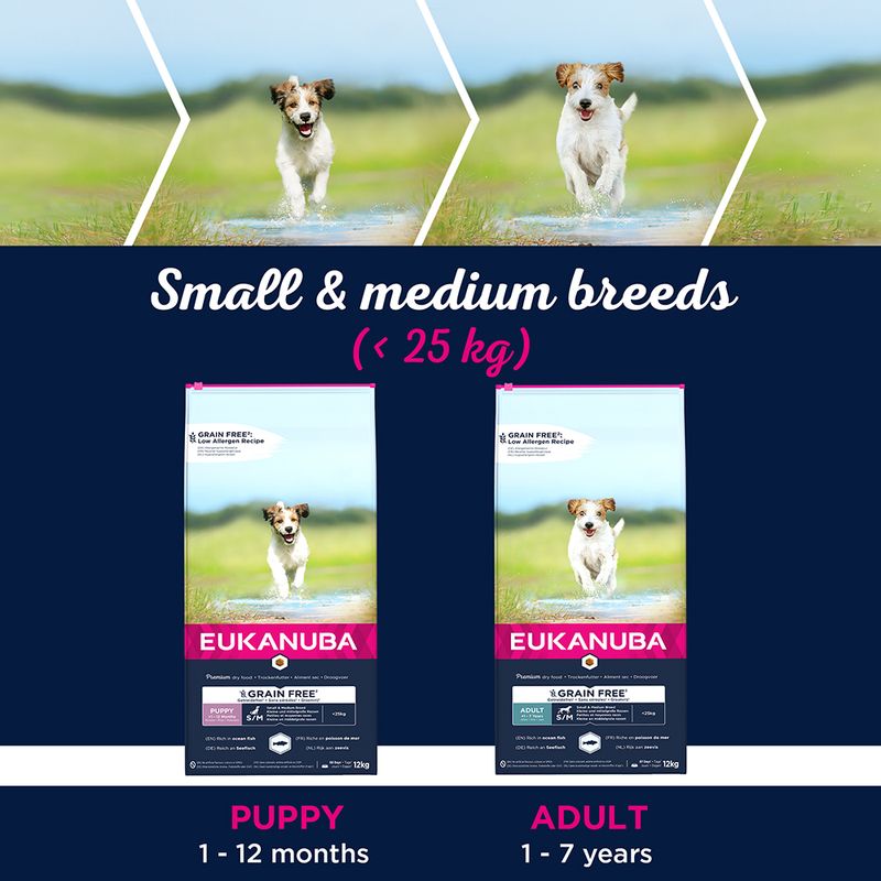 Eukanuba Grain-Free Small & Medium Breed Adult with Ocean Fish || Eukanuba || view 5