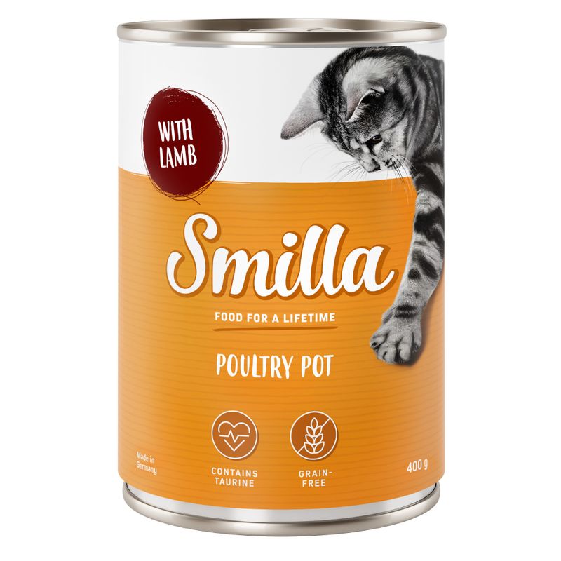 Smilla Poultry Pot with lamb, contains taurine, grain-free, 400g. Made in Germany. Food for a lifetime.