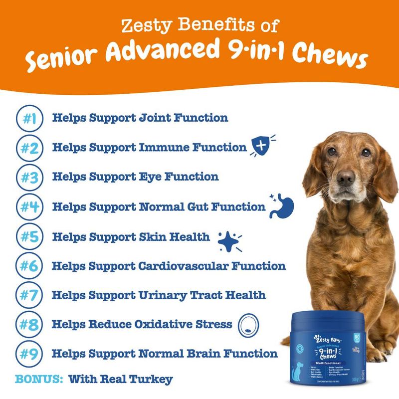 Zesty Paws Senior Advanced 9-in-1 Chews Multifunctional - Turkey || Zesty Paws || view 3