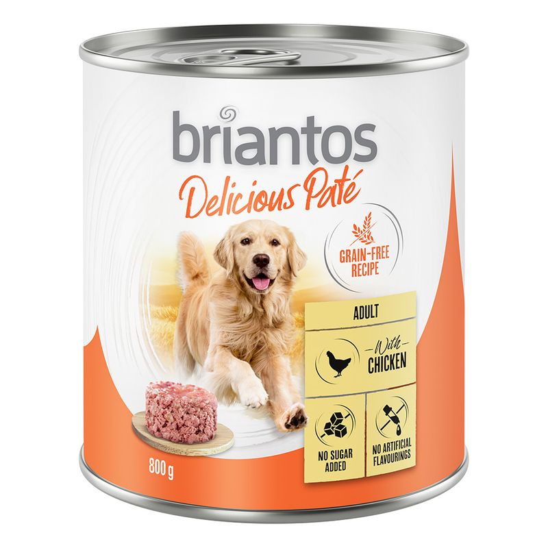 Briantos Delicious Paté, Adult, with chicken, grain-free recipe, no added sugar, no artificial flavours, 800 g can.