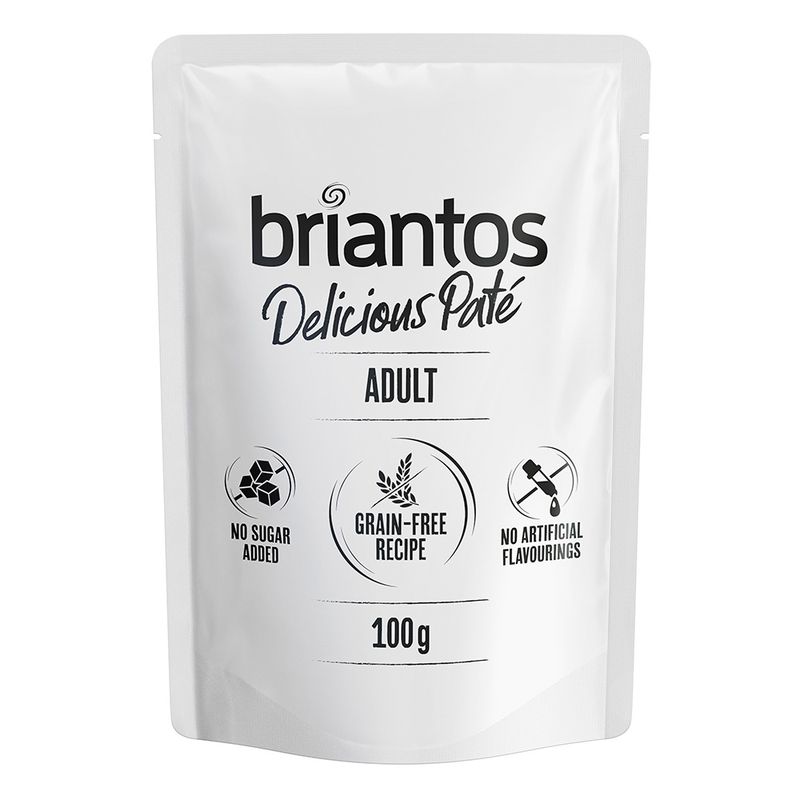 Briantos Delicious Paté Adult, 100g. No added sugar, grain-free recipe, no artificial flavours.