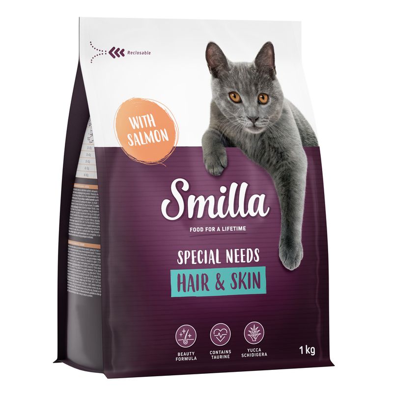 Smilla Special Needs Hair & Skin, with salmon, Beauty Formula, contains taurine, Yucca Schidigera, resealable, 1 kg.