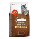 Smilla Special Needs Senior Sterilised cat food, rich in poultry, balanced fat and energy content, omega fatty acids, Yucca Schidigera, 10 kg pack.