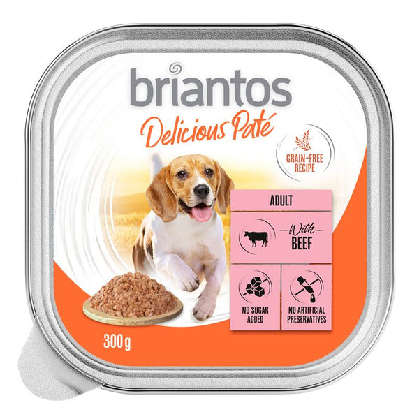 Briantos Delicious Paté, 300g, adult, with beef, grain-free recipe, no added sugar, no artificial preservatives.