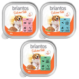 Briantos Delicious Paté, grain-free recipe for adult dogs. Varieties: beef, salmon & peas, lamb & carrots. No added sugar or artificial preservatives, 300g.