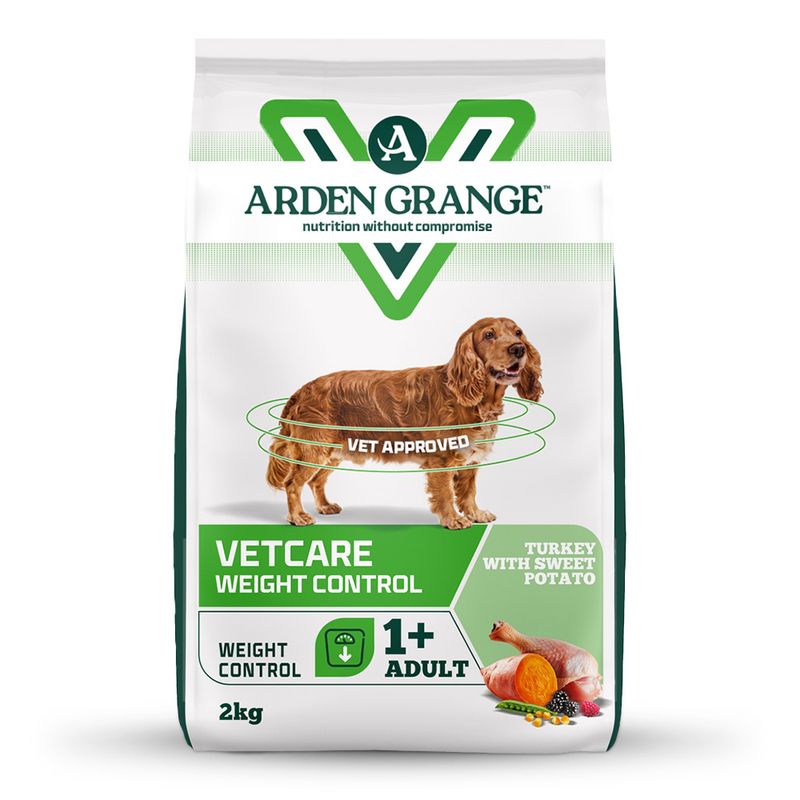 Arden Grange Vetcare Weight Control, 2 kg, for adult pets from 1 year, with turkey and sweet potato, weight management, recommended by veterinarians.