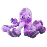 Purple plush octopus with large eyes and eight arms, suitable as a toy.