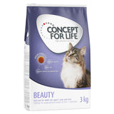 Concept for Life Beauty 3kg, coat care for adult cats aged 1 year and over. Special formula supports hairball function, shiny coat, and natural coat pigmentation.