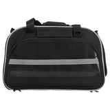 Black transport bag with mesh window and grey stripe, suitable for pet transport. With carrying handle and zip.
