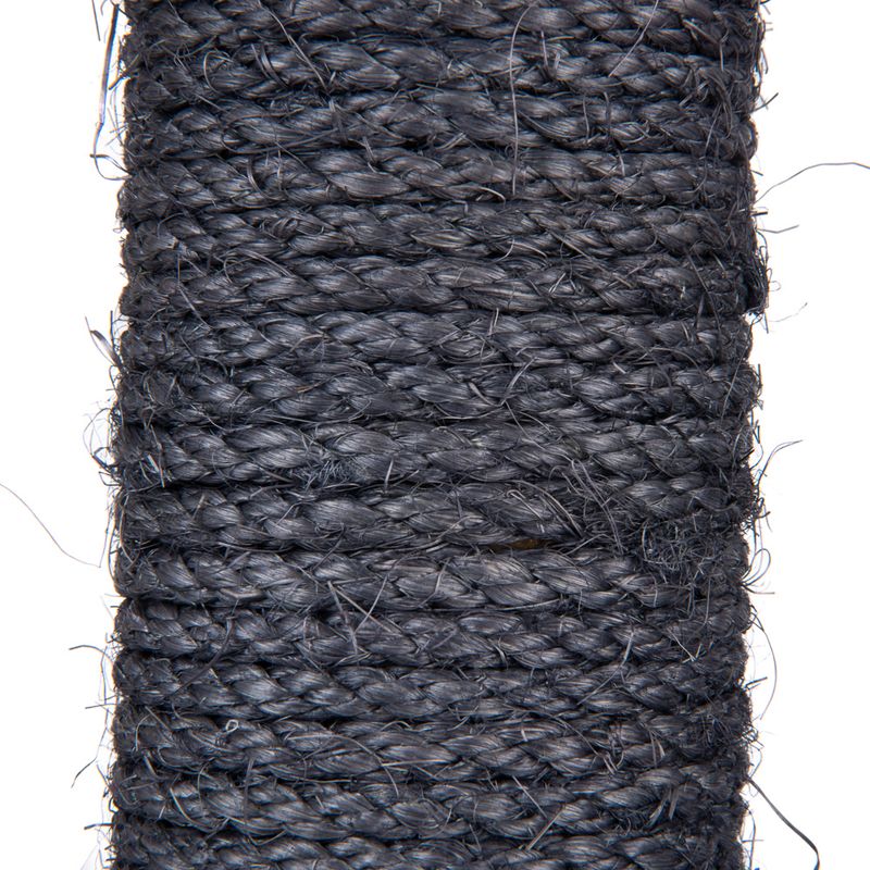 Close-up of black sisal rope, braided and sturdy.