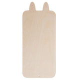 Wooden board with rounded corners, two holes at the top and one hole at the bottom, suitable for mounting.