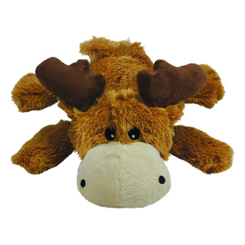 Plush toy shaped like a brown elk with soft antlers and large eyes.