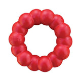 Red KONG play ring made of durable material with embossed KONG logo.