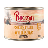 Purizon Chicken Fillet with wild boar, 45% chicken fillet, for adult cats, 200g can.