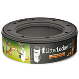 LitterLocker II refill cassette, Made in France. Instructions show step-by-step use with cat litter disposal system.