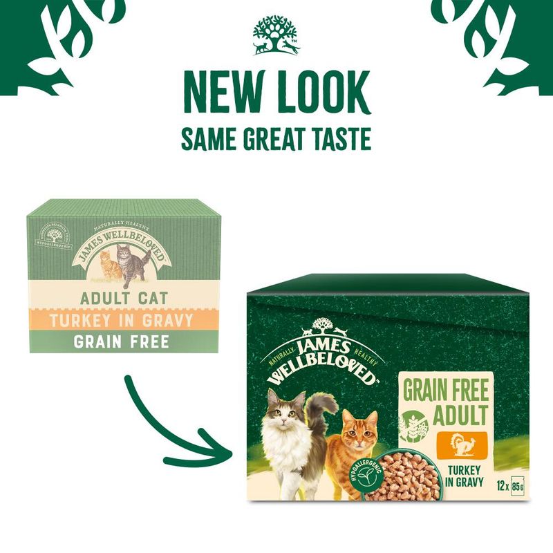 James Wellbeloved Adult Cat Hypoallergenic Pouches - Turkey in Gravy || James Wellbeloved || view 9