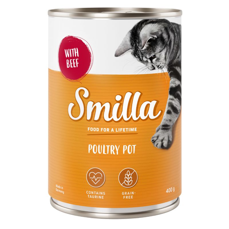 Smilla Poultry Pot with beef, contains taurine, grain-free, 400g. Made in Germany. Complete food.