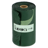 kooa. Roll with green biodegradable bags, suitable for pet supplies.