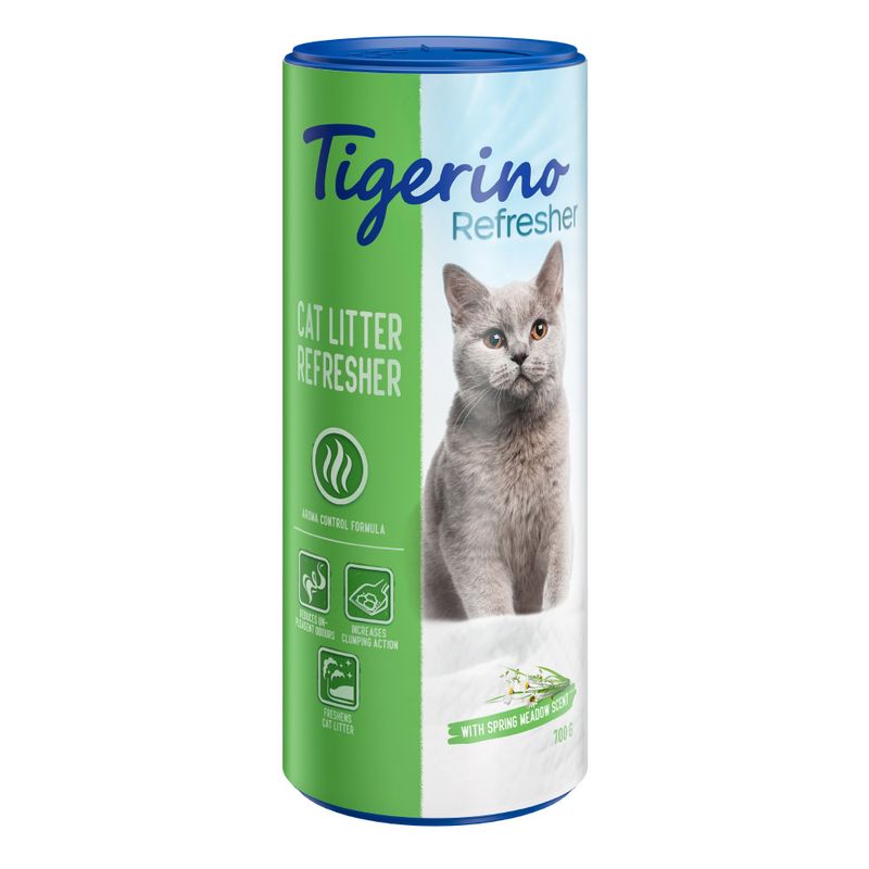 Cat litter refresher with odour control formula, reduces unpleasant smells, increases clumping action, freshens cat litter, spring meadow scent, 700g.