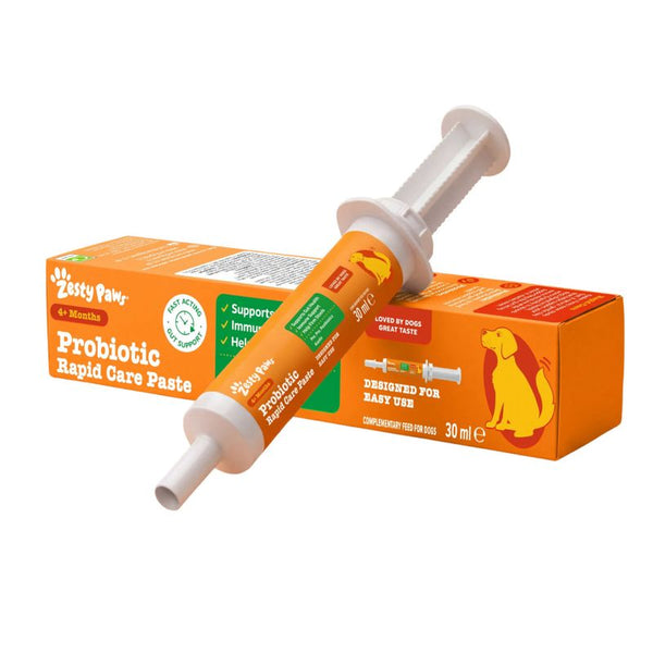 Zesty Paws Probiotic Rapid Care Paste, 30 ml, from 4+ months. Supports immune system and health. For dogs. Designed for easy use. Loved by dogs, great taste.
