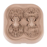 Interactive toy with four mazes and bone shapes, beige plastic. Promotes dexterity and mental stimulation.