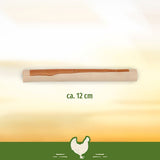 Chicken snack, approx. 12 cm long, with natural design and chicken symbol at the bottom of the image.