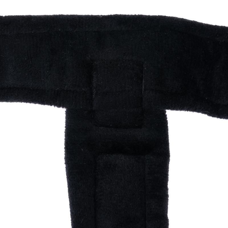 Black padded material with rectangular stitching, close-up of a product.