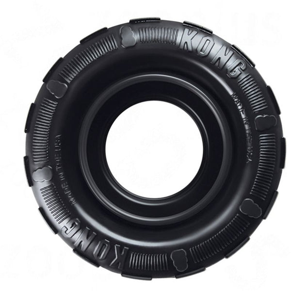 KONG tyre made of durable black material, with embossed KONG logo and text 'Made in the USA'.