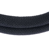 Black braided rope with textured surface, suitable for various applications.