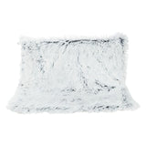 Soft, rectangular cushion with fluffy faux fur in light grey.